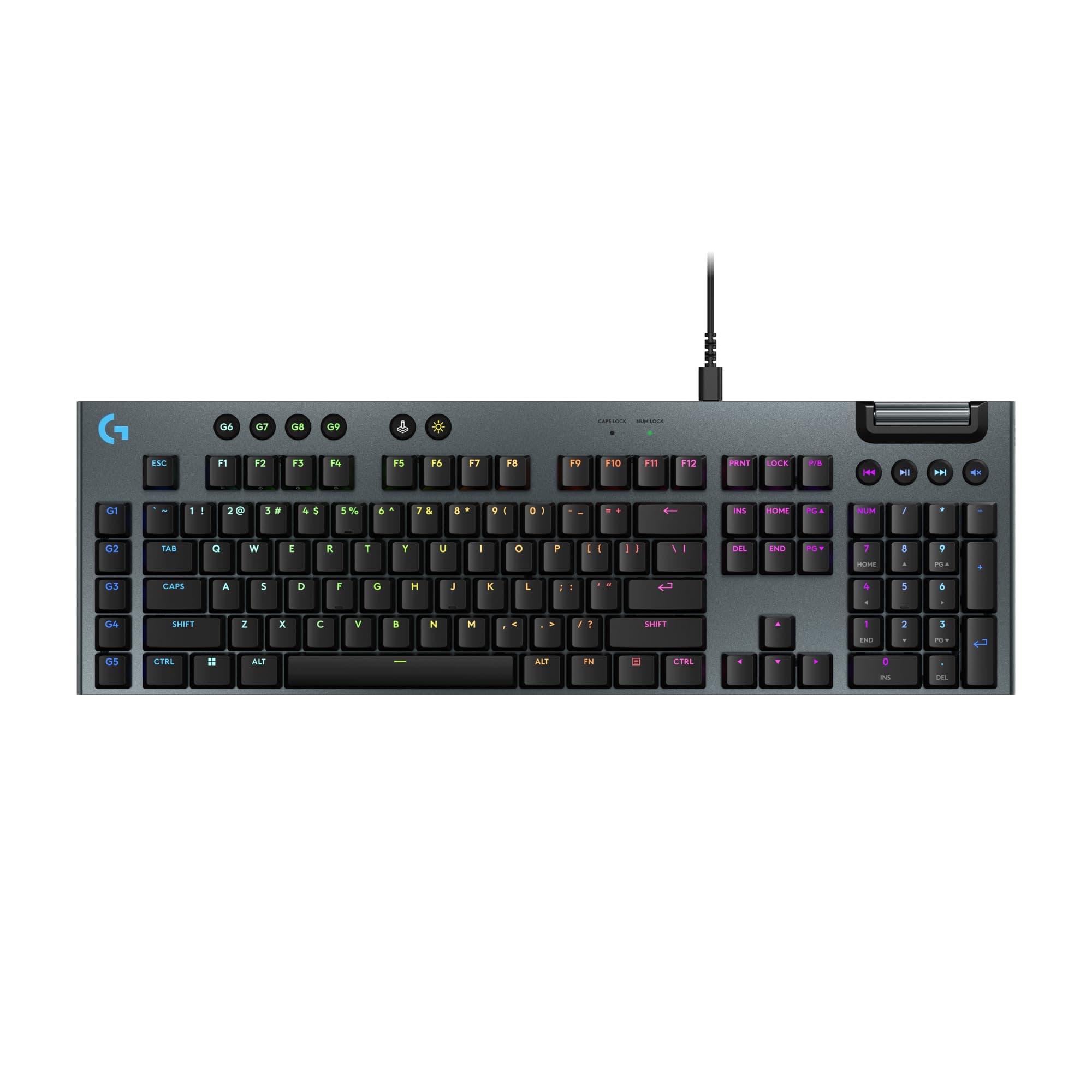 Logitech G915 X Low-Profile Wired Mechanical Gaming Keyboard, Double-Shot PBT Keycaps, Fully Programmable Keys, RGB Lighting, Aluminum Finish, GL Brown Tactile Switches - PC/Mac - Black