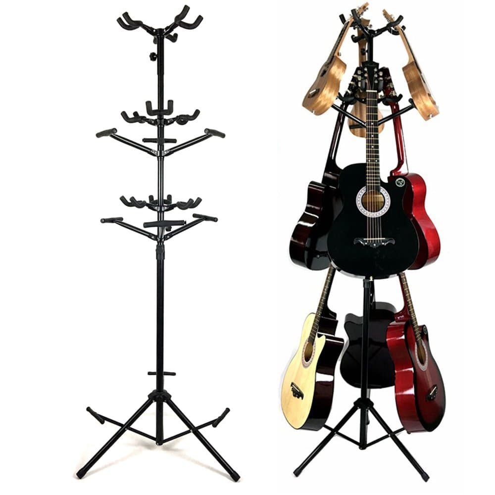 9 Multi-Stand for Guitar, Ukulele, Bass, 3-Tier Standing Rack Holder Display - Vertical Style