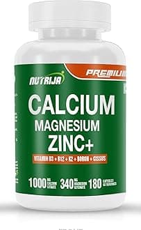 NutriJa Calcium Magnesium Zinc with Vitamin D3, Boron, K2 & B12 | Complete Bone Health & Joint Support Supplement for Men & Women (120 Capsules)