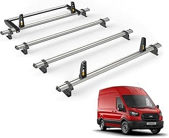 Van Guard Roof Rack for Ford Transit 2014+ 4 Aluminium Roof Bars, Rear Ladder Roller with Loadstops [Only suitable for L3H3] - UltiBar Plus - VG310-4/VGR-06