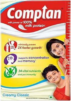 Complan Nutrition Drink Powder for Children, Creamy Classic Flavour, 500 g Carton | Nutrition drink for kids with protein & 34 vital nutrients
