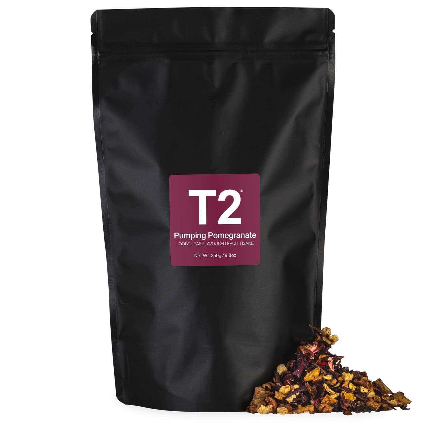 T2 Tea Pumping Pomegranate Fruit Tea, Loose Leaf Iced Tea in Resealable Bag, 250 g