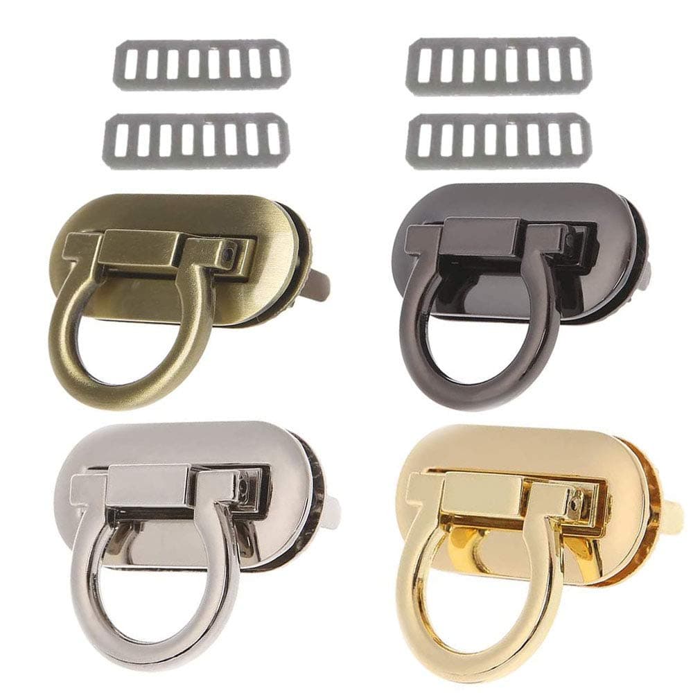 4PCS Oval Twist Turn Lock, Purse Lock, Thumb Turn Lock, DIY Catch Buckle Clasp for Bag Making Book Leather Fabric Handbag Wallet