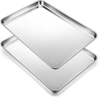16 Inch Baking Sheet Pan Set (2Pcs), Joyfair Stainless Steel Cookie Sheets, Commercial Metal Pans Toaster Oven Tray Bakeware for Jelly Roll/Bread/Bacon, Heavy Gauge, Rust-free & Dishwasher Safe