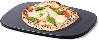 Pizza Stone, Unique Shape 15.8" x 12" x 0.6" Pizza Stones for Oven Grill BBQ, Heavy Duty Ceramic Coating Baking Stone for Pizza & Bread, Innovative Irregular Design Grilling Stone (Black)