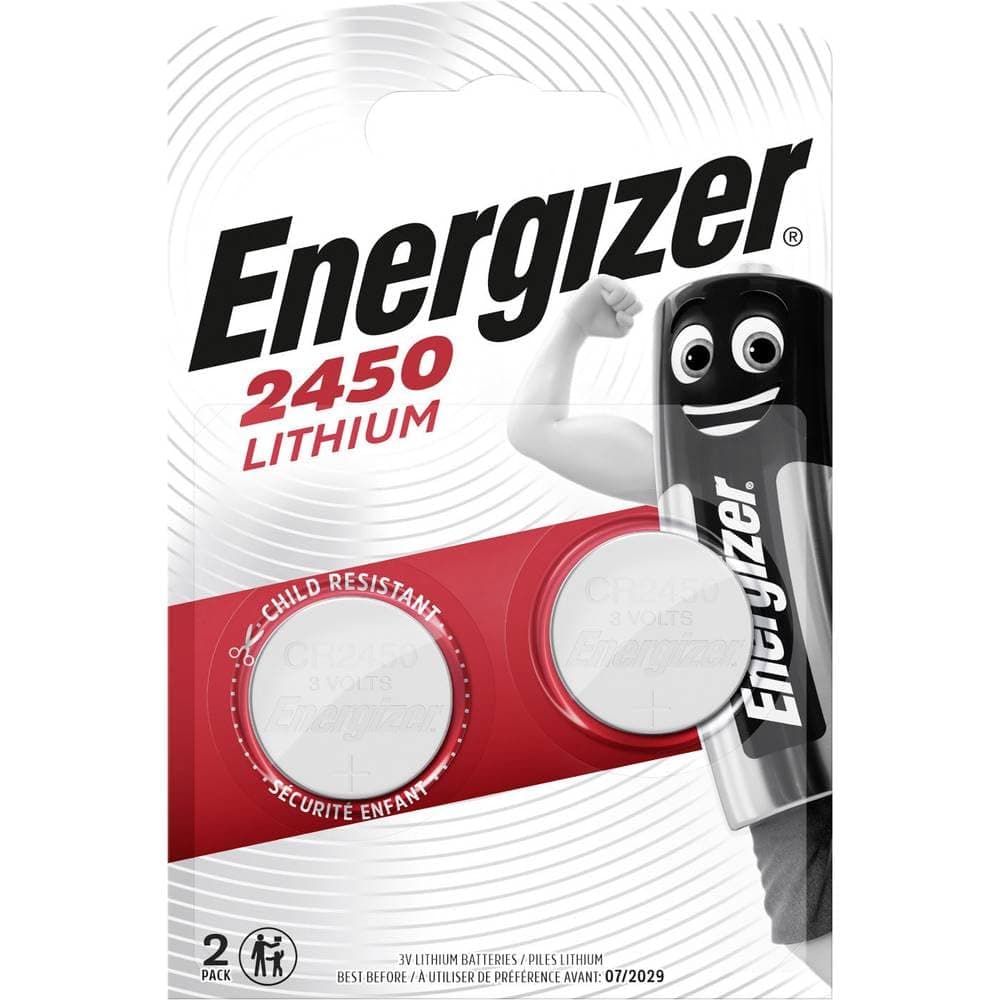 Energizer CR2450 Batteries, Lithium Coin, 2 Pack
