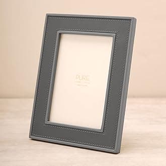Pure Home + Living Dark Grey Faux Leather Photo Frame, Tabletop Picture Frame, Customize Frame, Gift & Wedding Picture Frame (5x7 Inches, Pack of 1)