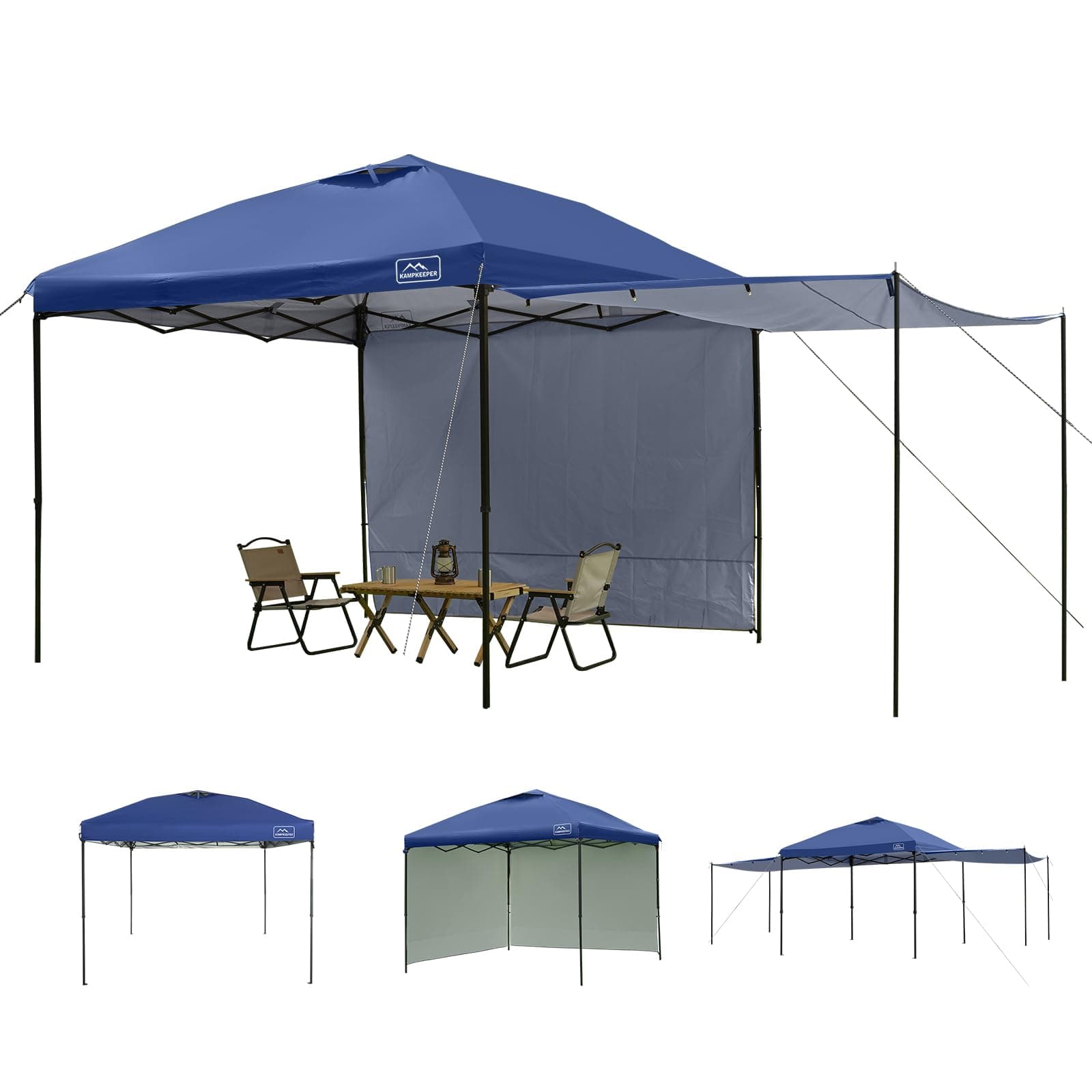 KAMPKEEPER 10x10 Easy Pop Up Canopy Tent with Sidewalls, Instant Outdoor Shad...