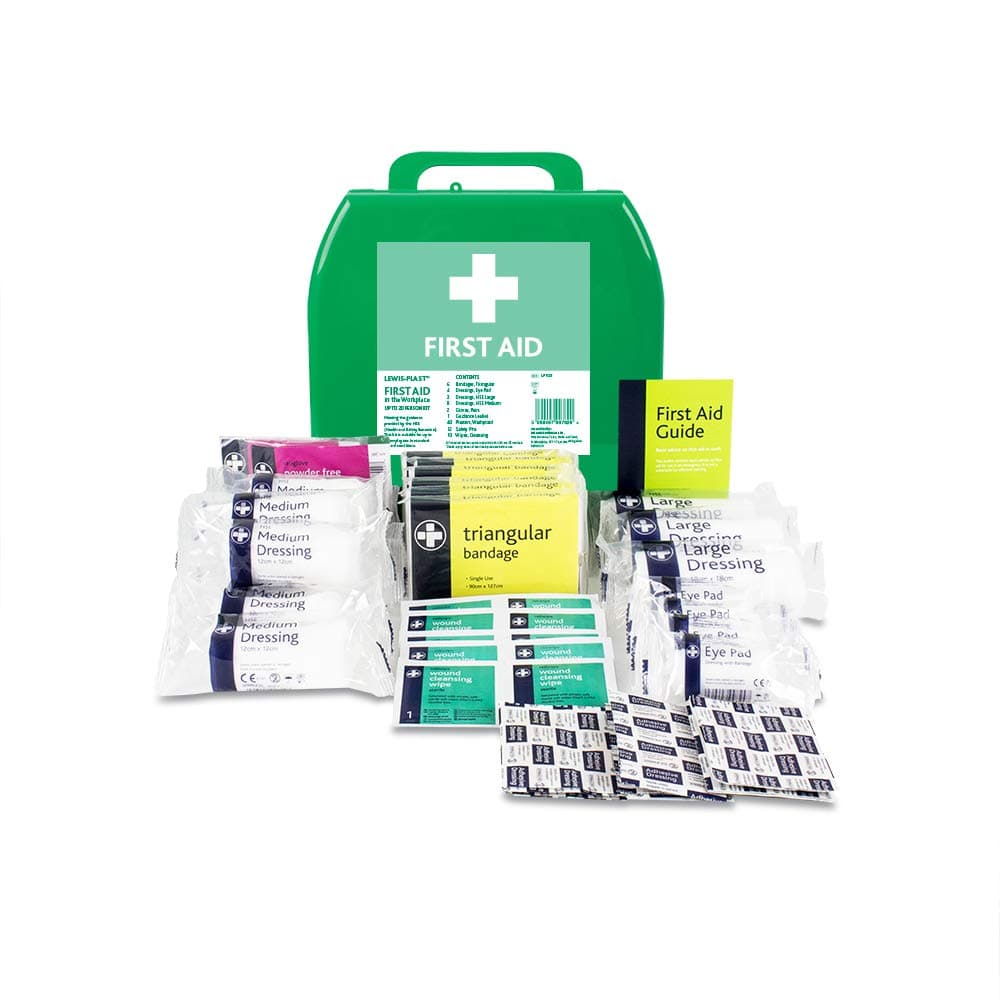 – Lewist-Plast Premium Medium 11-20 Persons First Aid Kit Box - Complete with Integrated Carry Handle and Wall Mounting System, Ideal for Schools and Offices, Equipped with Emergency Supplies