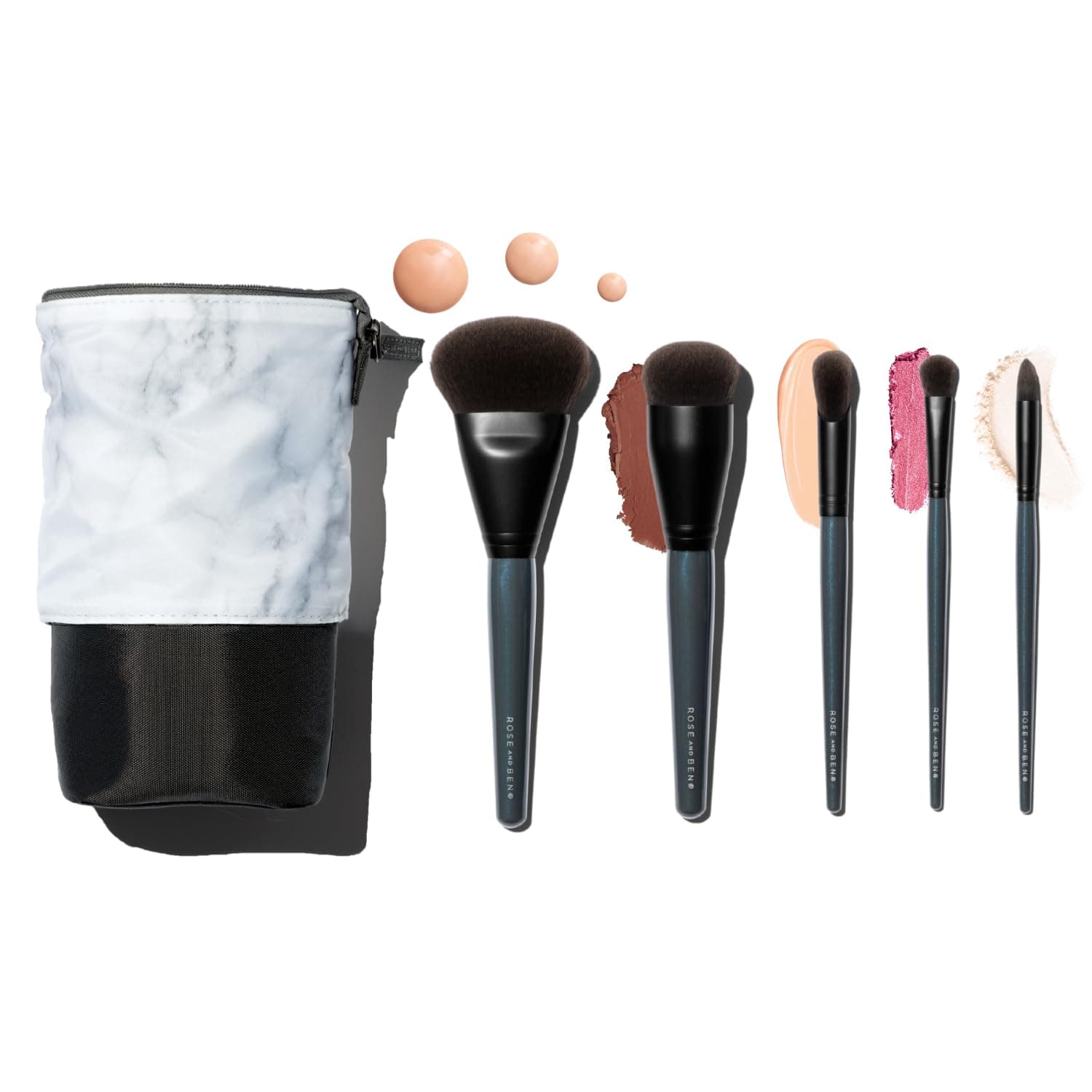 Essential 5 Piece Makeup Brush Set and Travel Case | Professional Eye and Face Brushes for Liquid, Cream and Powder Formulas | Cruelty Free