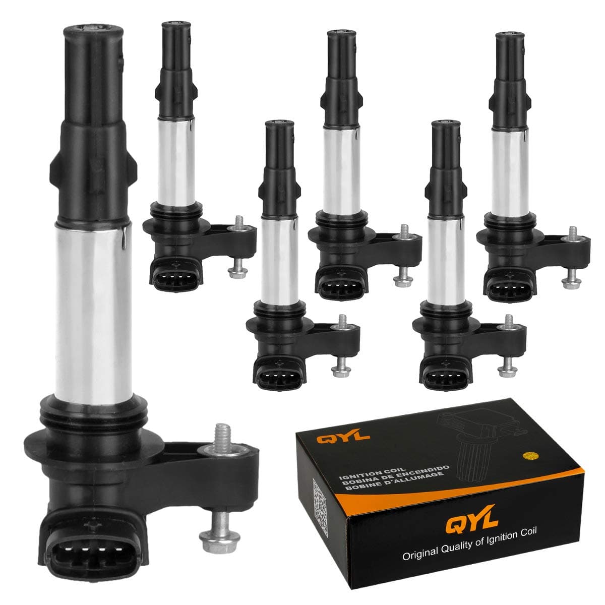 QYL Pack of 6Pcs Ignition Coils Replacement for Buick Allure LaCrosse Rendezvous / Cadillac CTS STS SRX UF375 D501C 12583514 C1508