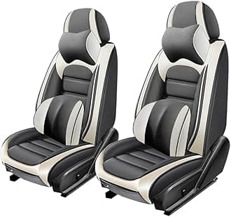 2 Seat Covers for Toyota FJ Cruiser 2007-2014,Premium Nappa Leather Car Seat Covers Car Seat Cushions,Waterproof Soft Seat Covers for Cars,Interior Accessories Airbag Compatible（Luxury-Gray&White）