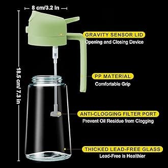 PARACITY Olive Oil Dispenser Bottle for Kitchen, 2 in 1 Oil Sprayer for Cooking, 17OZ Food-Grade Oil Bottles for Kitchen, Air Fryer,Salad, BBQ(Green)