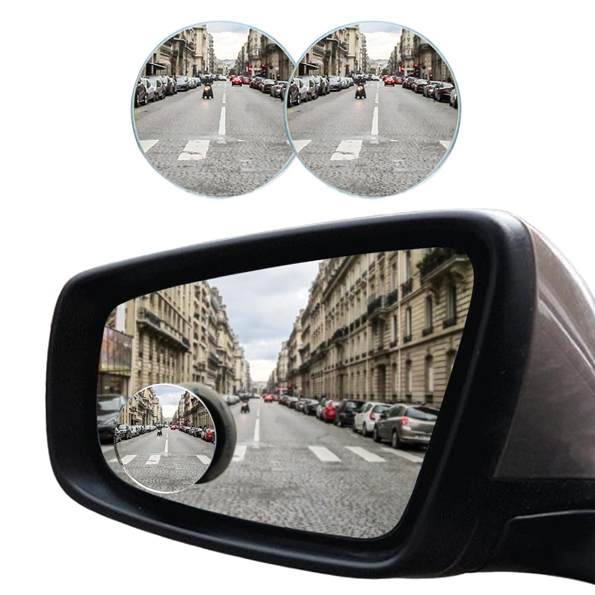 Car Blind Spot Mirror, 2"" Round Convex Mirror, Frameless HD Glass Rear View Mirror with Wide Angle Adjustable Stick, Universal Vehicle Exterior Accessories for Car SUV Truck (2 PCS)