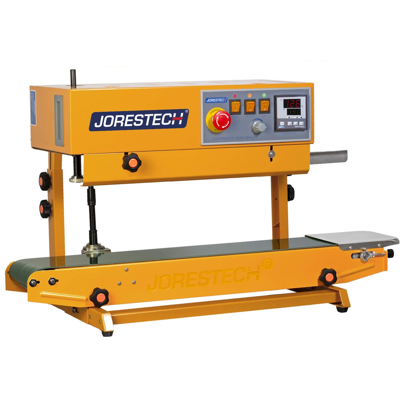 JORESTECH Industrial Continuous Band Sealer for Plastic & Laminated Bags Horizontal/Vertical with Upgraded Digital Temperature Control CBS-630D
