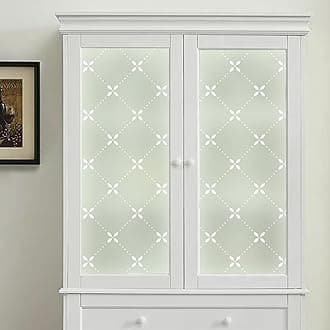 DKTIE Stained Glass Window Film Geometric Patterns, Fine Frosted Window Clings for Glass Windows, Waterproof for Bathroom Window Privacy Film Day and Night (S379, 35.4in X 78.7in)