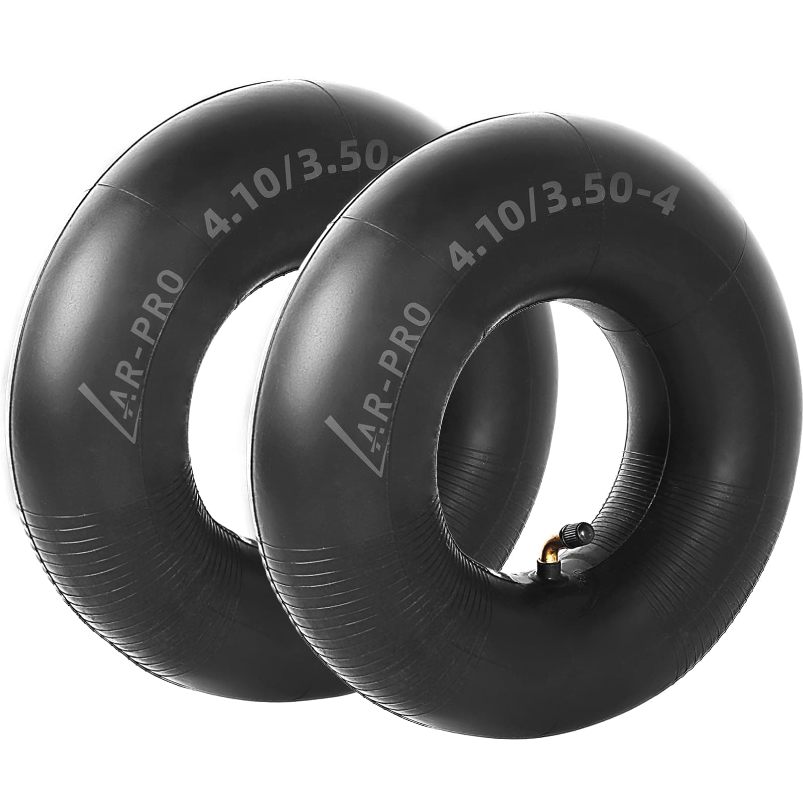 4.10/3.50-4 Heavy Duty Replacement Inner Tube with TR-87 Bent Valve Stem (2-Pack) - for Wheelbarrows, Mowers, Hand Trucks and More 3.50-4 Tire