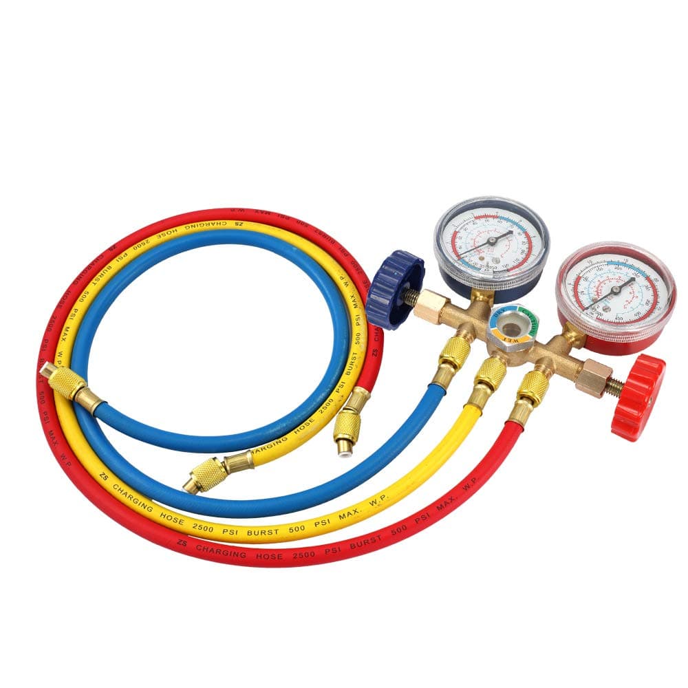 Irfora Refrigerant Manifold Gauge Set Air Conditioning Tools with Hose and Hook for R12 R22 R404A R134A