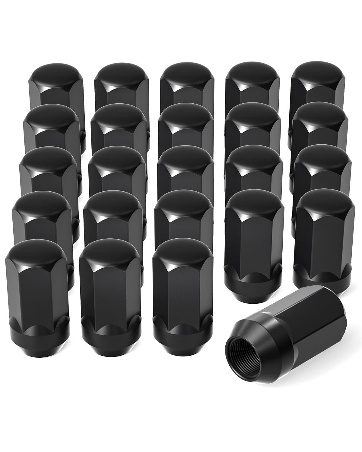 Orion Motor Tech M14x1.5 Lug Nuts, Cone Seat Lug Nut Set with 7/8" Hex, 14x1.5mm Wheel Lug Nuts Compatible with Buick Dodge Cadillac Chrysler Chevy Silverado, GM 9596070 611-236, Set of 24, Black