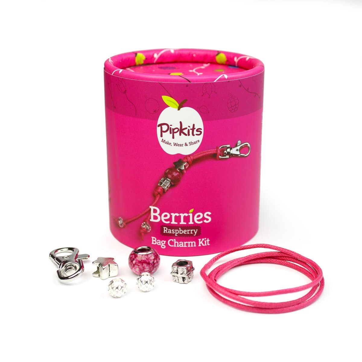 Pipkits New Berries Raspberry Jewellery Making Kit For Kids Makes Three Accessories Including A Bag Charm