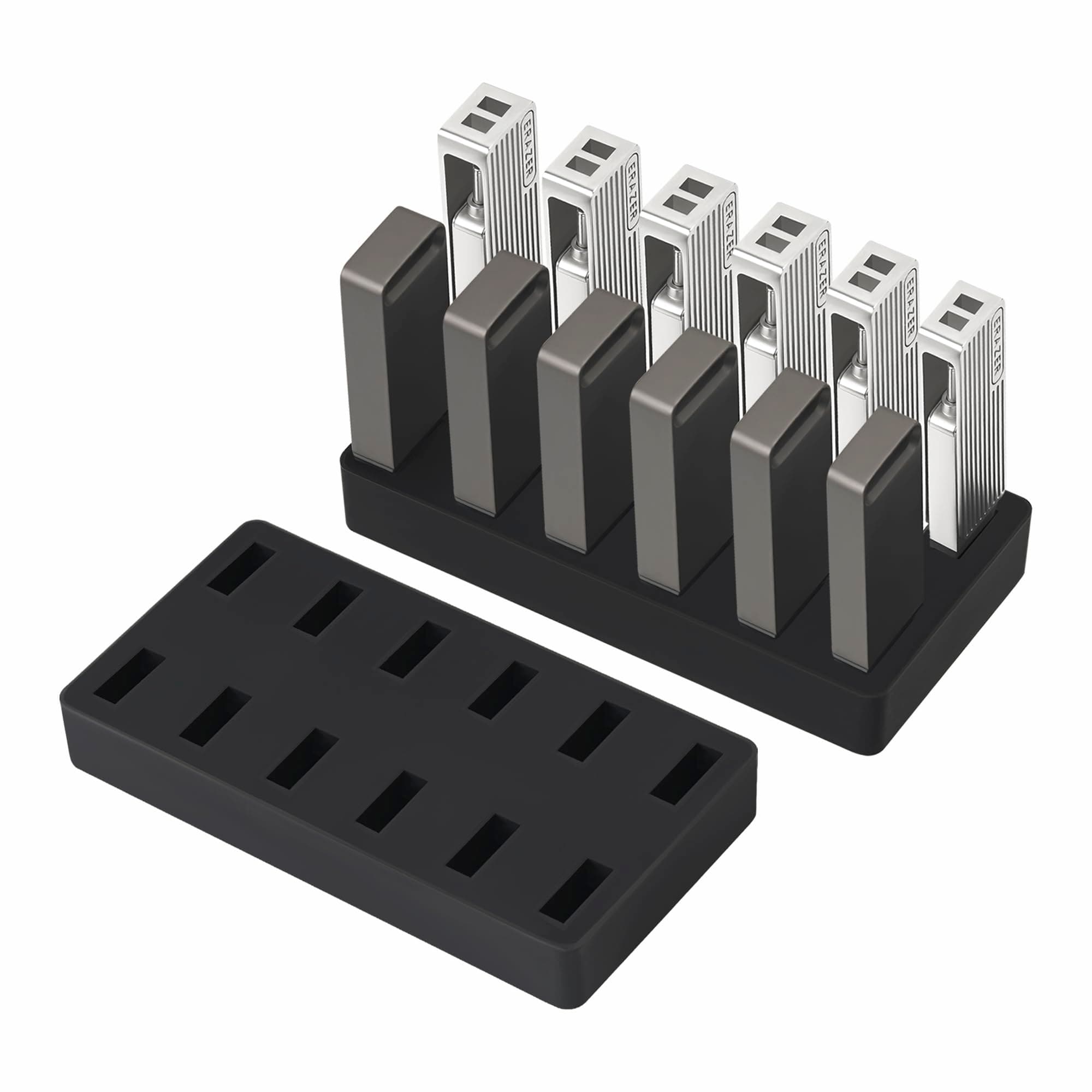 Brappo USB Case Organizer - Silicone Material, Holds 12 Thumb Drives, Portable Electronic Accessories Organizer (Case Only) (Black)