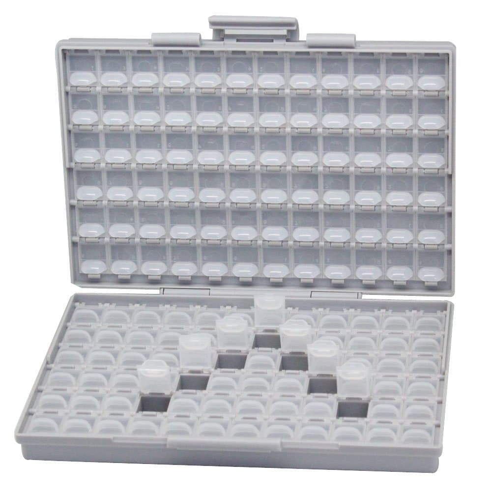 AideTek Box-all Enclosure for Surface Mount Components 1206 0805 0603 0402 0201 Size+ 198 White Labels 144 Compartments with Lid Hold up to 300pcs 1206 Resistor Capacitor