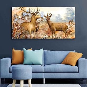 VIBECRAFTS Canvas Paintings for Living Room Drawing Room Pair Of Deer In The Forest Canvas Wall Painting Fitted With Wooden Frame For Home | Office | Living Room | Gift (PTVCH_2461)