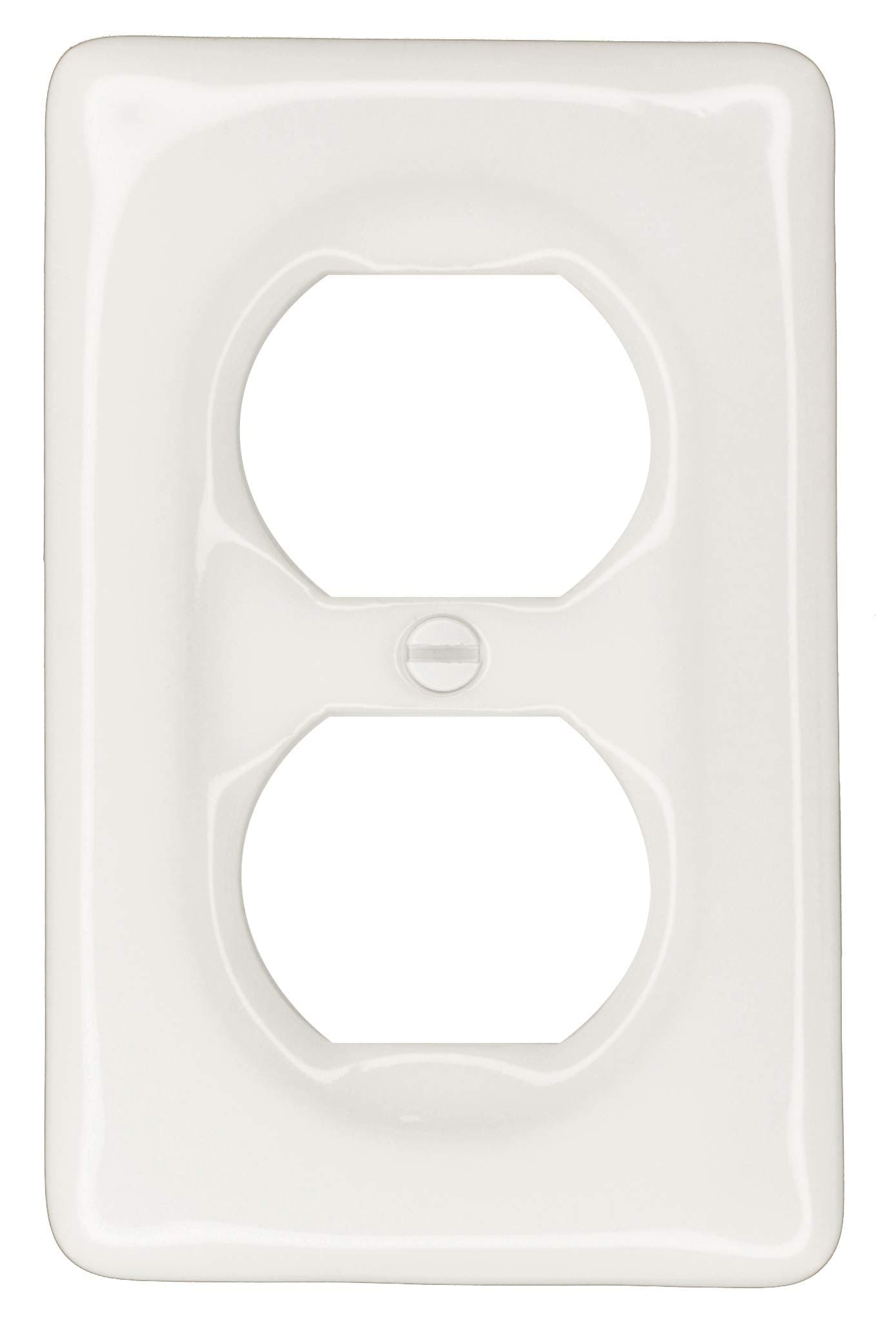 Porcelain Decorative Wall plate, Glazed White, Single Duplex, (4.5" x 2.75" x .375"), for classy, vintage, retro or modern look_3002D