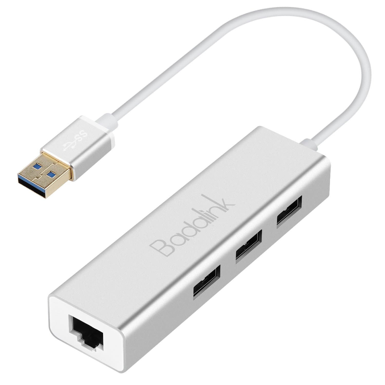 USB 3.0 Hub, Badalink USB To Ethernet 3-Port Aluminum Ethernet Hub Data Hub USB To RJ45 10/100/1000 USB Ethernet Adapter With USB 3.0 Cable For Macbook Pro Air, iMac, Mac Mini, ChromeBook