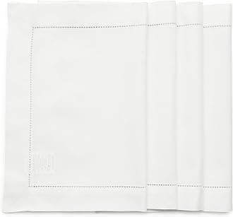Solino Home White Placemats Set of 4 - Cotton Linen Hemstitch Placemats 14 x 19 Inch for Winter, Mothers Day, Spring, Easter