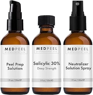 MedPeel Salicylic Acid Peel 30% Essential Peel Kit, Includes Peel, Prep, Neutralizer, Deep Strength Professional Grade Chemical Face Peel for all Skin Tones, 1oz/30ml (Kit of 3)