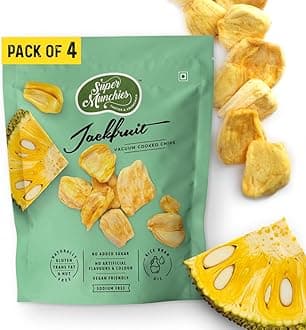 Super Munchies Crunchy Jackfruit Chips | Vacuum Cooked | No Added Sugar, No Salt | Vegan, Gluten-Free, No MSG, No Preservatives | Low Fat, Zero Cholesterol, Trans Fat Free | Healthy Snack (Pack of 2)