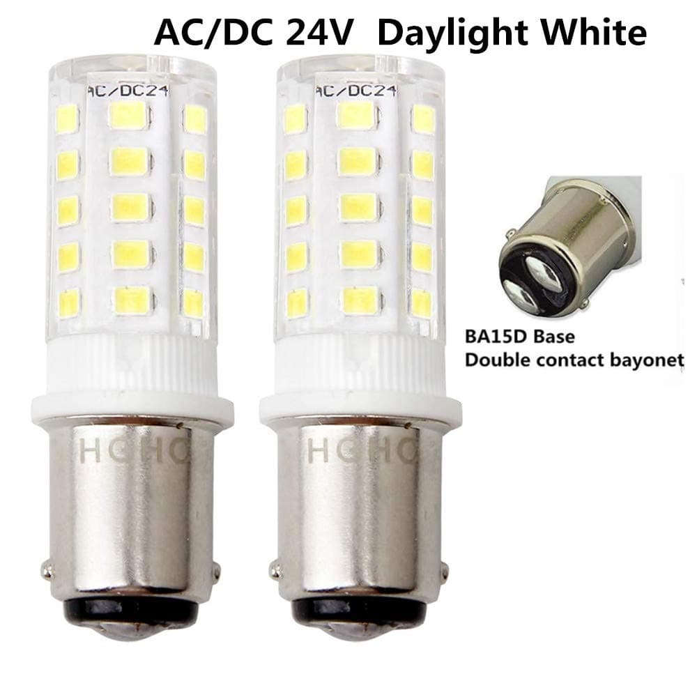LED Ba15d 24V AC/DC 5W Daylight 6000K Double Contact Bayonet Bulb 1157 1076 1130 1176 1142 LED 35W Replacement Bulb for Car RV Camper Lighting(Pack of 2)