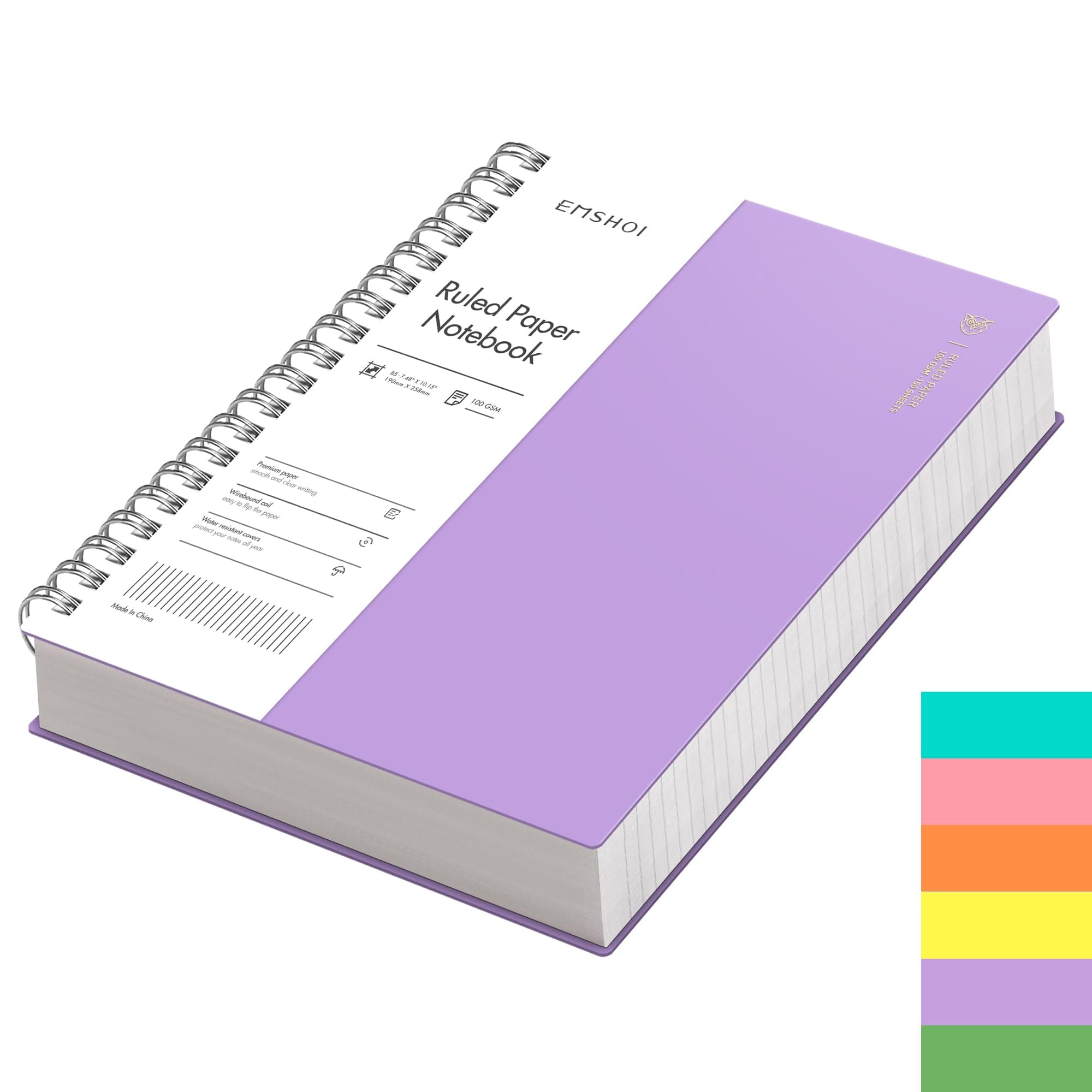 B5 Spiral Notebook College Ruled Lined Journal, Large 7.48" X 10.15", 300 Pages/150 Sheets, 100gsm Thick Paper, Waterproof Hardcover, for Office School Women Men Work Writing Notes-Purple