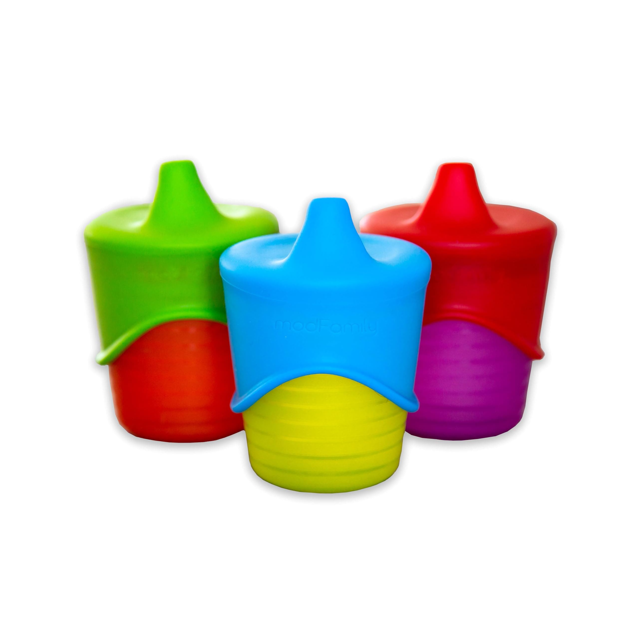 O-Sip! Silicone Sippy Lids (Pack of 3) - Spill-Proof Fun for Families! - BPA-Free, Fits on Glasses, Mason Jars & Cups - Reusable, Durable, & Kid-Friendly (Colors: Red, Green, Blue) - ModFamily