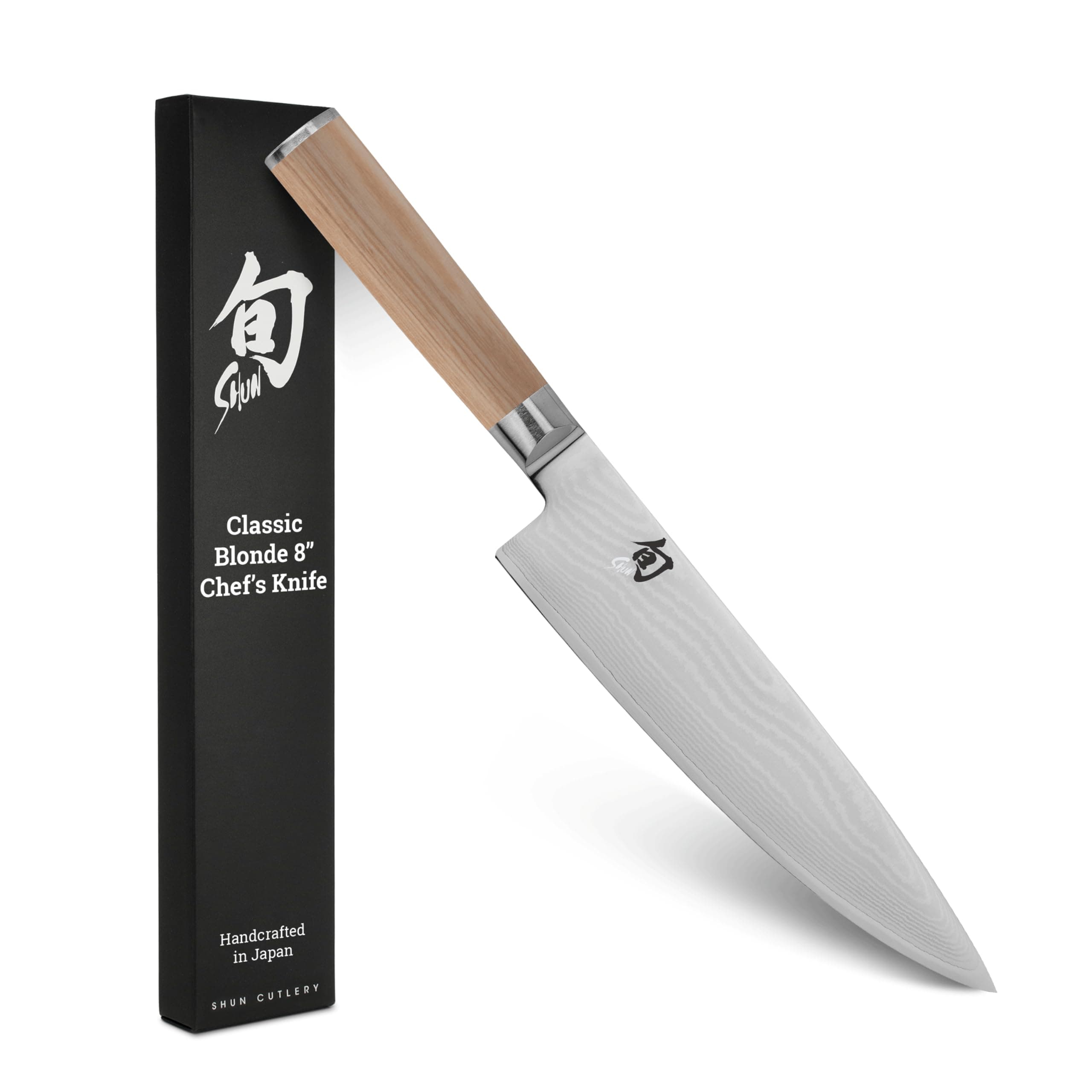 Shun Cutlery Classic Blonde Chef's Knife 8”, Thin, Light Kitchen Knife, Ideal for All-Around Food Preparation, Authentic, Handcrafted Japanese Knife, Professional Chef Knife