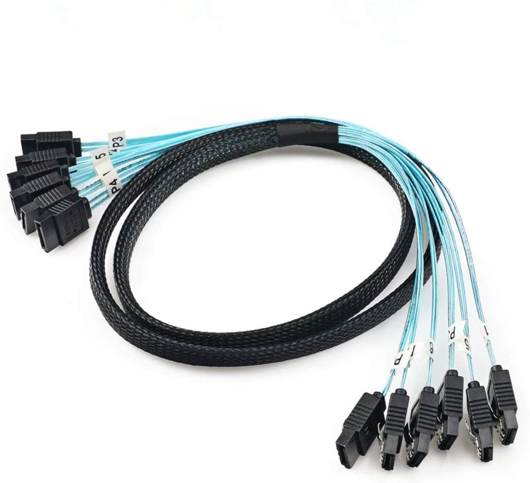 CableDeconn High Speed 6Gbps Sata 6 SATA Cable SAS Cable for Server 6 Pieces (1m)