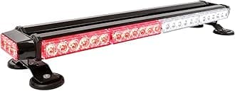 26.5" White Red 54 LED Fire Fighting Emergency Warning Light Bar Flash Strobe Light Bar Traffic Advisor Double Side with Magnetic Base For Truck (26.5" 54LED, White/Red)