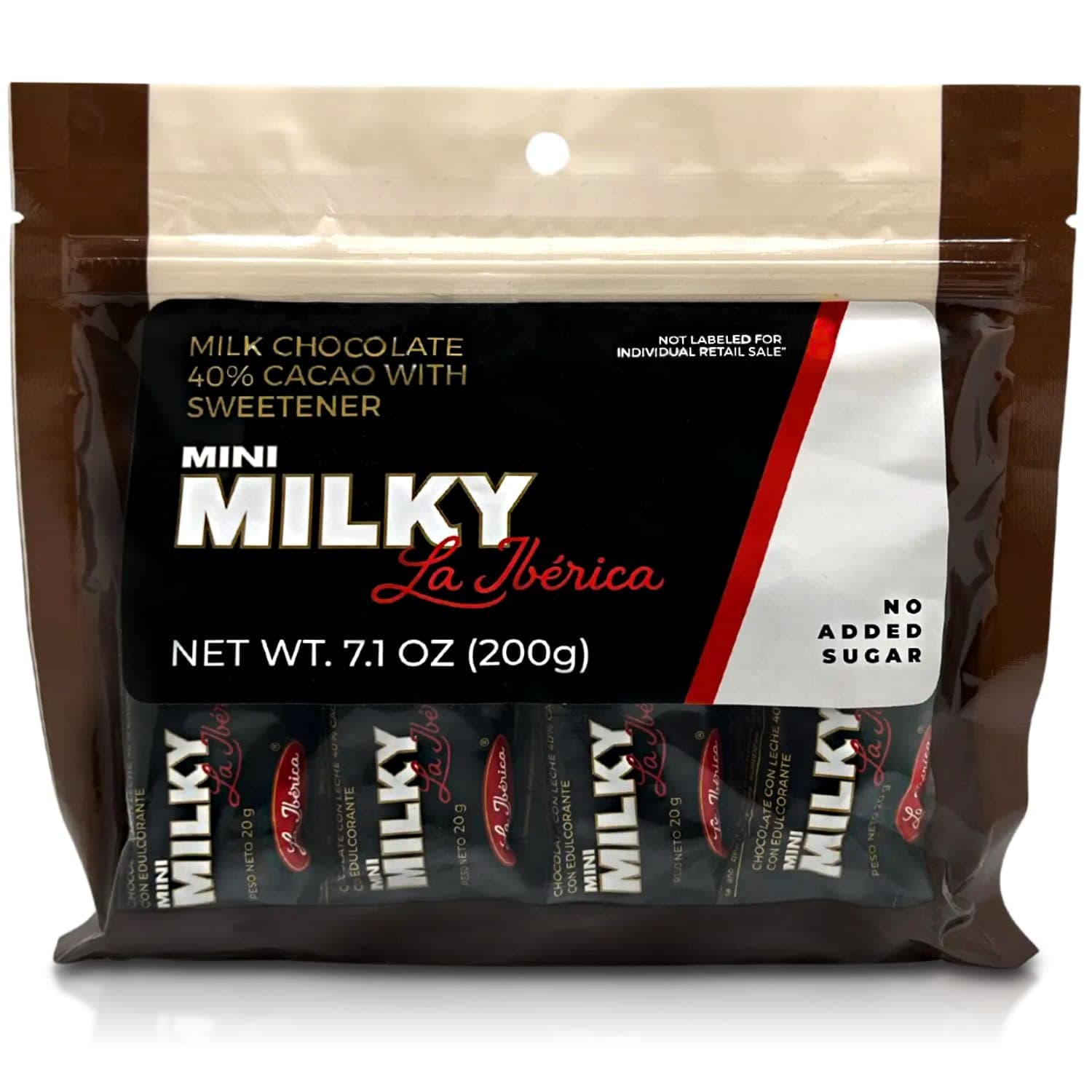 Milky 10 Mini Barras Chocolate Peruano Sin Azucar | 10 Peruvian Chocolates Mini Bars 40% Cocoa from Peru with no Added Sugar