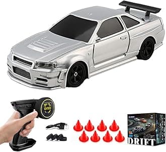 1/43 Scale Mini Drift Cars, Electric Full Proportional 2.4G Remote Control Racing Drift Car Model with Lights Kit, 15KM/H High Speed Vehicle Gift for Adults