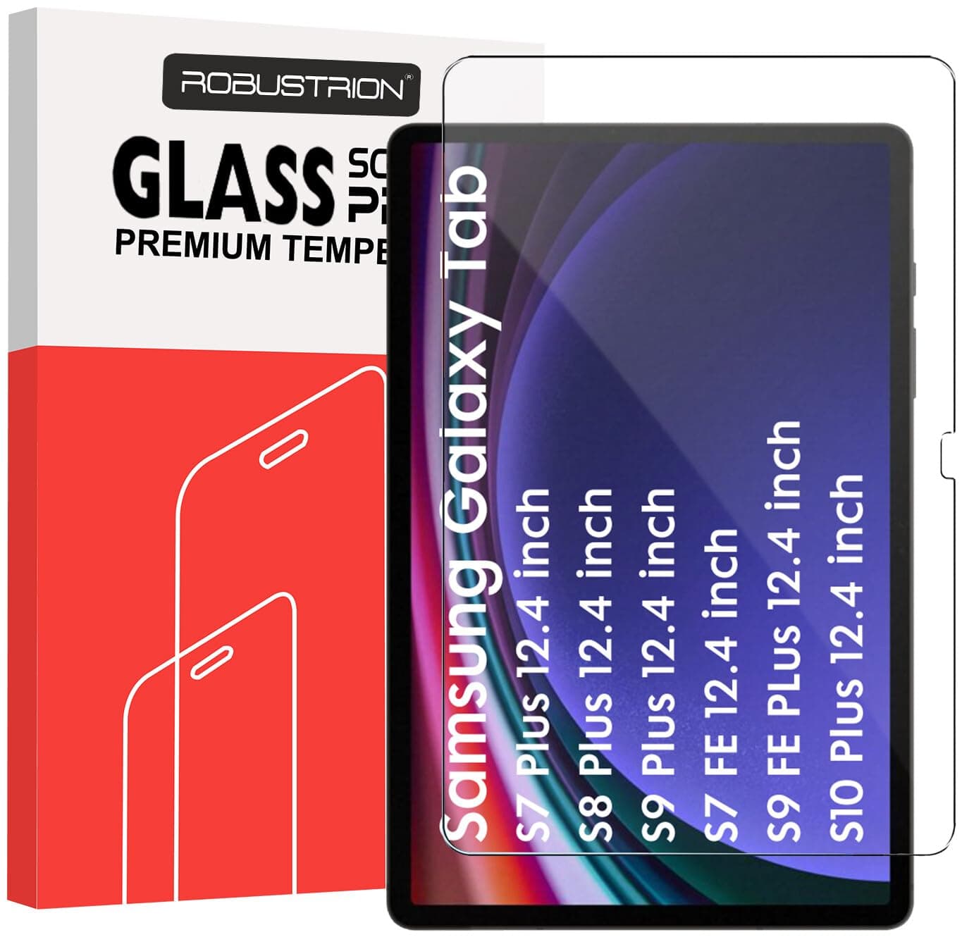 Tempered Glass for Samsung Galaxy Tab S9 FE Plus / S9 Plus / S10 Plus / S8 Plus / S7 FE 12.4 inch Screen Protector Guard for Samsung S9 FE+ / S10+ / S9+ / S8+ /S7+/ S7 FE Tablet - Pack of 1