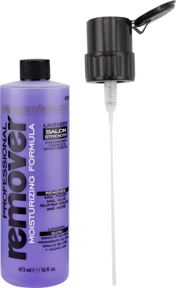 Onyx Professional Moisturizing Formula Nail Polish Remover 16 oz Lavender Scent with Twist Lock Pump