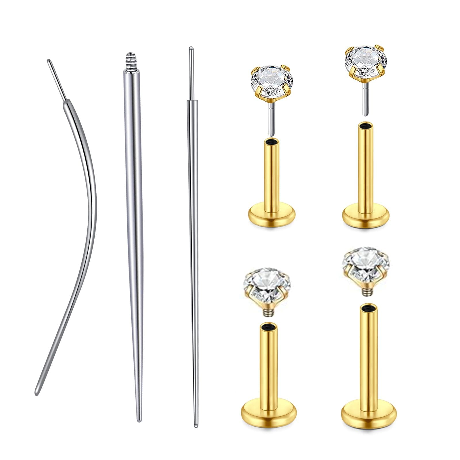 QWALIT Piercing Taper Threadless Insertion Tool - Titanium Labret Pin 16g, 18g, 20g