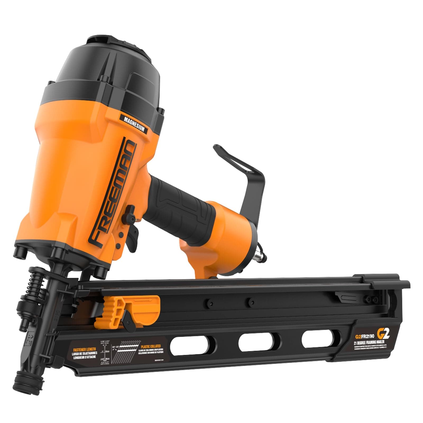 2nd Gen 21 Degree Pneumatic Framing Nailer | 2" – 3-1/2” Nails | Dual Trigger, Anti-Dry-Fire, Depth Adjust, No Mar Tip | 7-Year Warranty | G2FR2190