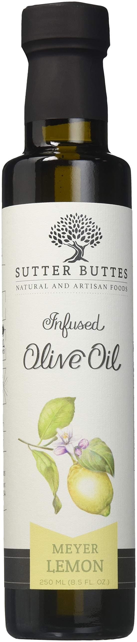 Extra Virgin Olive Oil - Meyer Lemon Infused (250 ml bottle) Handcrafted, Artisan Gourmet EVOO Cold Pressed and Flavored w/Premium Fresh Lemon Juice, Unfiltered, Unrefined Olive Oil