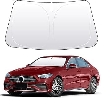 Front Windshield Sun Shade Custom Fit Compatible for Benz C Class W204 W205 C250 C300 C400 Sunshade Foldable UV Ray Reflector Visor Protector Accessories Shield Cover Reflective (for Benz C W204 205)