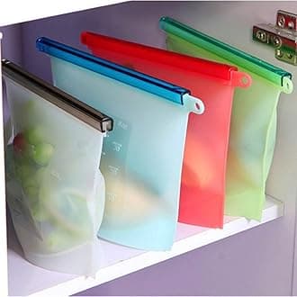 Ekaarav Silicone Food Storage Bag Containers, Airtight Seal Leakproof Freezer Bags for Snack, Sous Vide, Liquids, Fresh Lunch Preservation, Microwave & Dishwasher Safe (6)