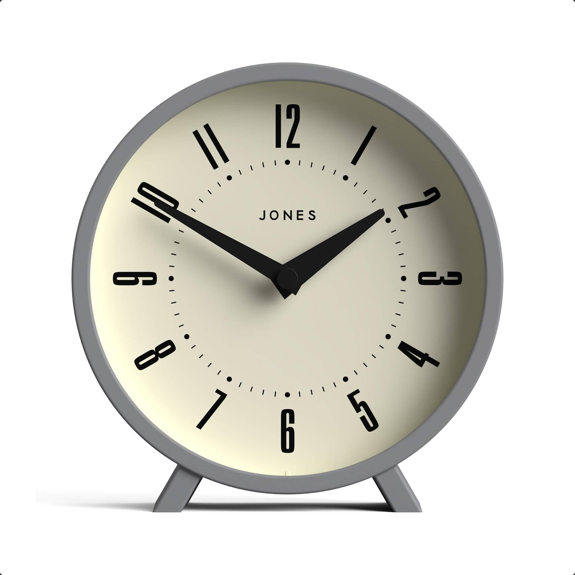 Venus Desk Clock | Modern Round Design | Gray | Stylish Retro Look for Shelf, Table, Mantel or Bedside