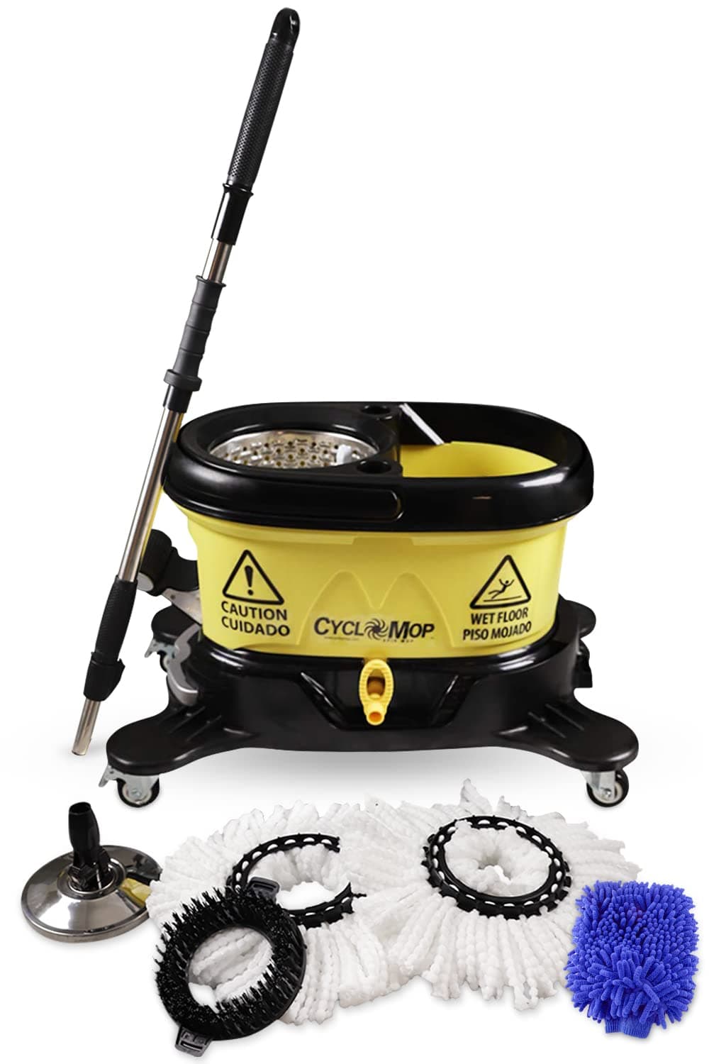 CycloMop® Commercial Spinning Spin Mop with Dolly Wheels - Heavy Duty Design for Years of Use