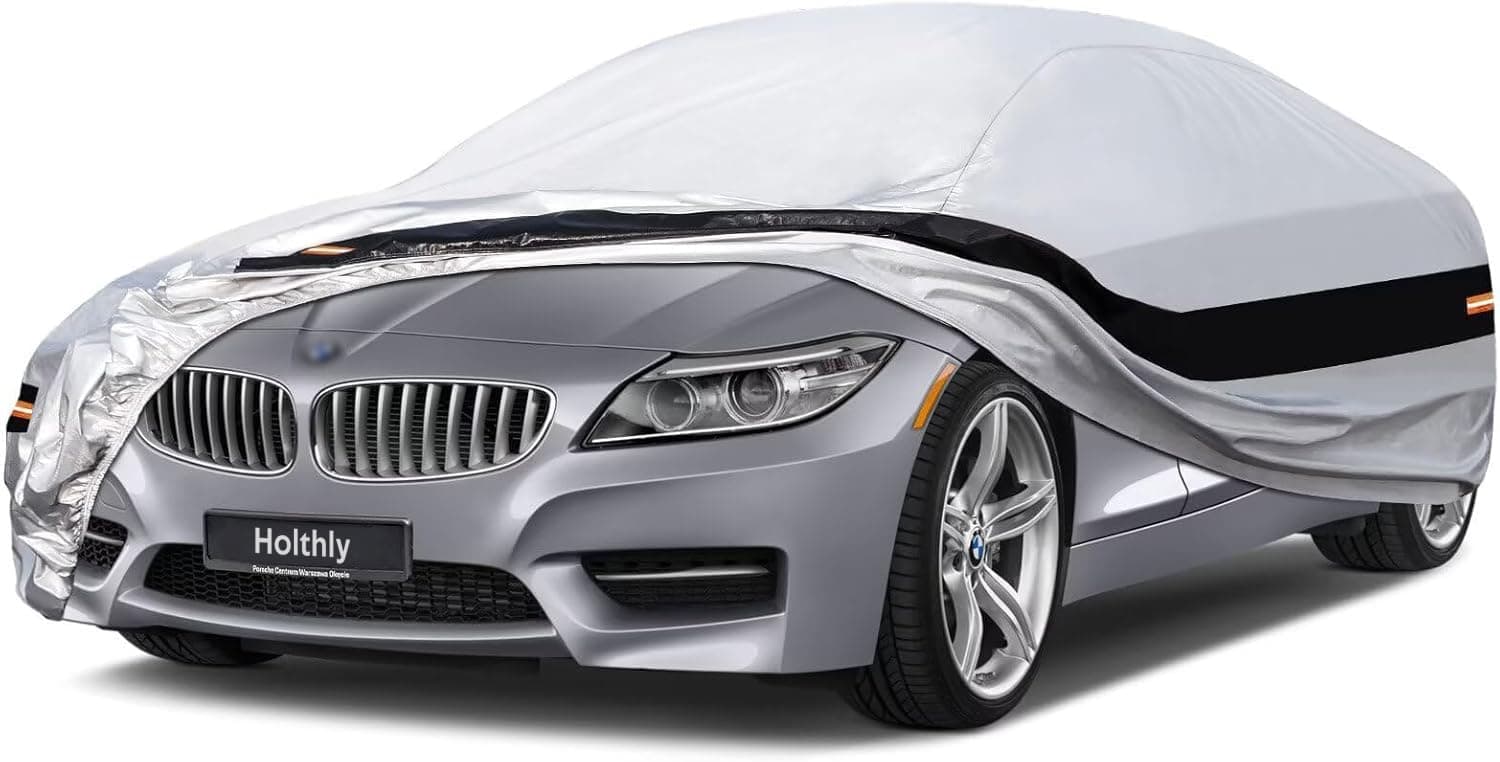 10 Layers Car Cover Custom Fit for BMW Z4 E85, E89, G29 (2009-2025), Waterproof All Weather for Automobiles, Outdoor Full Cover Sun Dust Rain Protection with Cotton. Silver